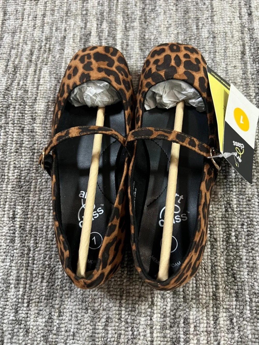 Art Class Girls Brown Bronwyn Mary Jane Flats Leopard Print Various Sizes